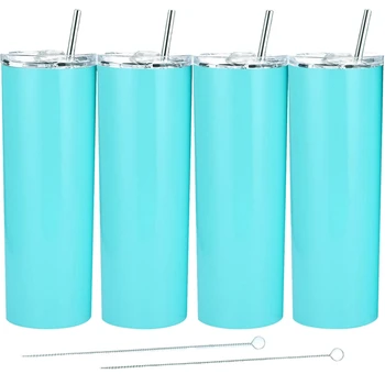 

4 Pack Classic Practical 20 Oz Stainless Steel Double-Insulated Water Tumbler Cup with Lid and Straw Vacuum Travel Mug Gift