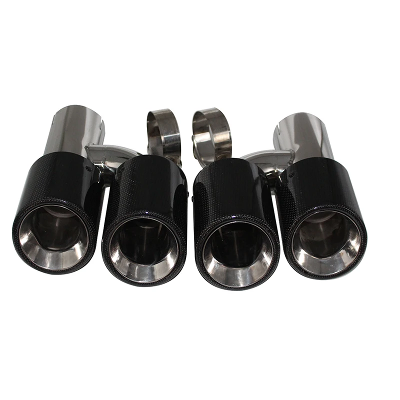 1pcs exhaust pipe silencer tail throat H-shaped carbon fiber bright double outlet 304 stainless steel flared tail throat  SZ011