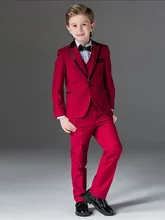 Boy's Suit Set Newest Tuxedos Peak Lapel Suit Wedding Flower  Children Prom Suits Handsome Kids(Jacket+Vest+Pants)
