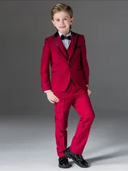 Boy's Suit Set Newest Tuxedos Peak Lapel Suit Wedding Flower  Children Prom Suits Handsome Kids(Jacket+Vest+Pants)
