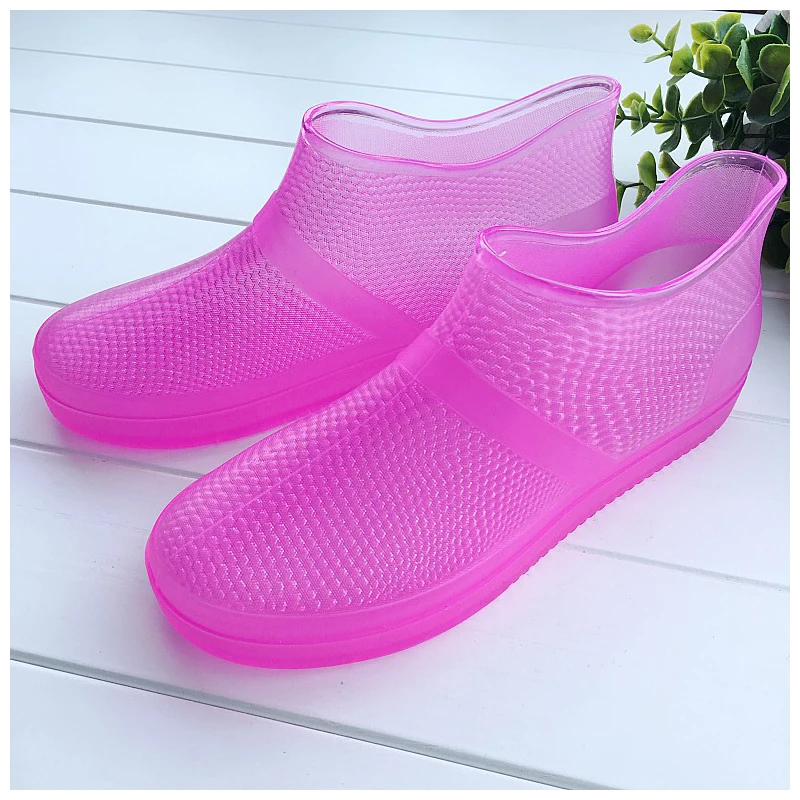 

Non-slip rain boots female cute short women's candy color fashion transparent water shoes rain boots shoes non-slip rubber shoes