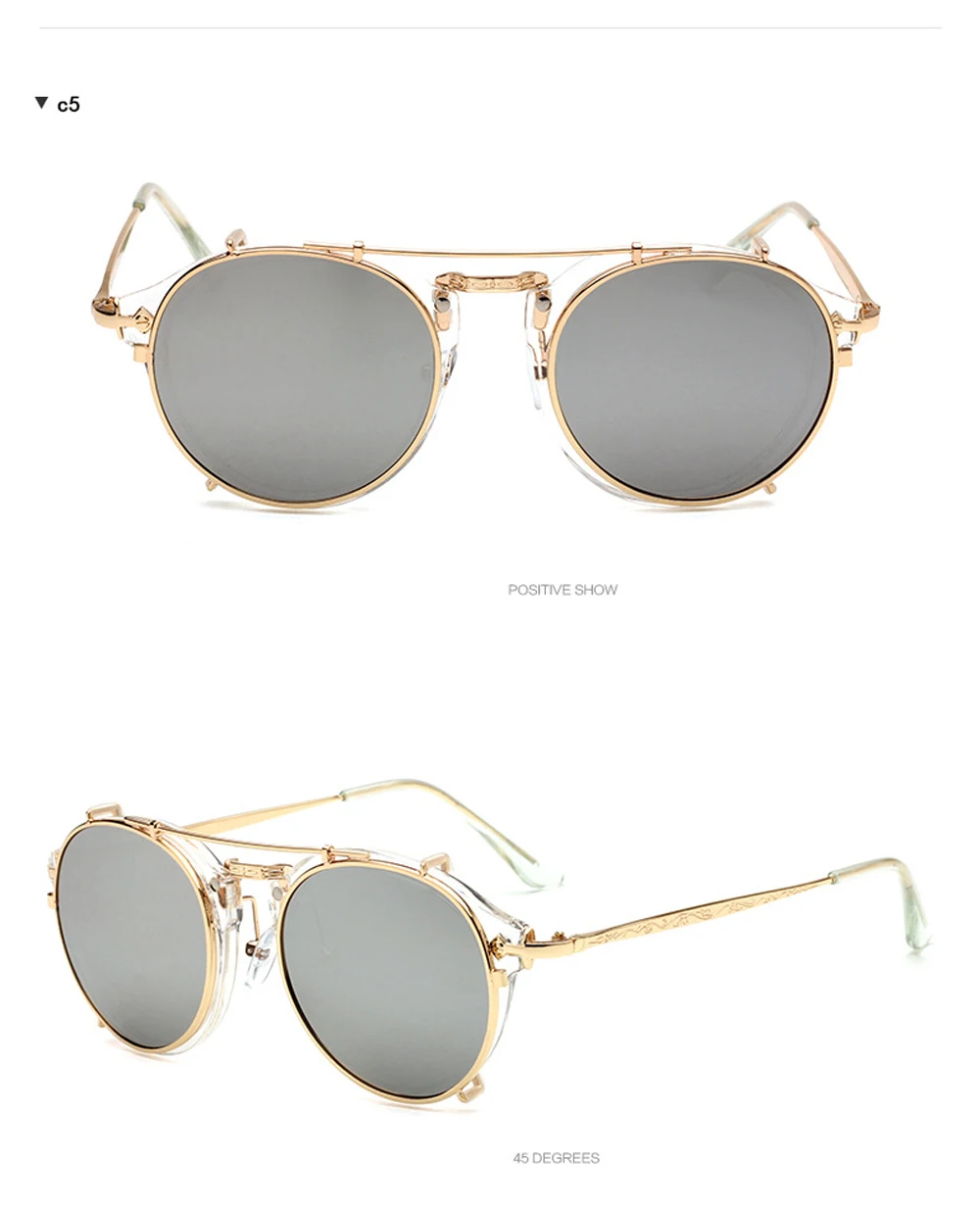 Мужские солнцезащитные очки на застежке в стиле стимпанк, фирменный дизайн, женские модные очки, Ретро стиль, модные солнцезащитные очки, UV400