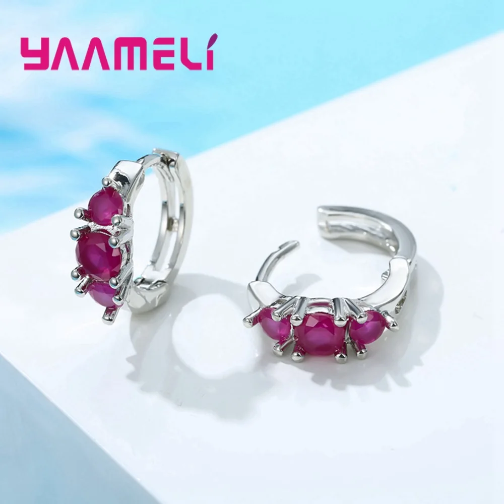 Простые яркие 925 пробы серебряные серьги-кольца для женщин, блестящие серьги с инкрустацией из фианита и фианита