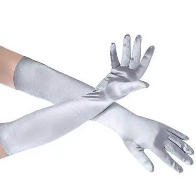 Gants longs en Satin pour femmes, couleur unie, pour bal d\'opéra, Costume de bal
