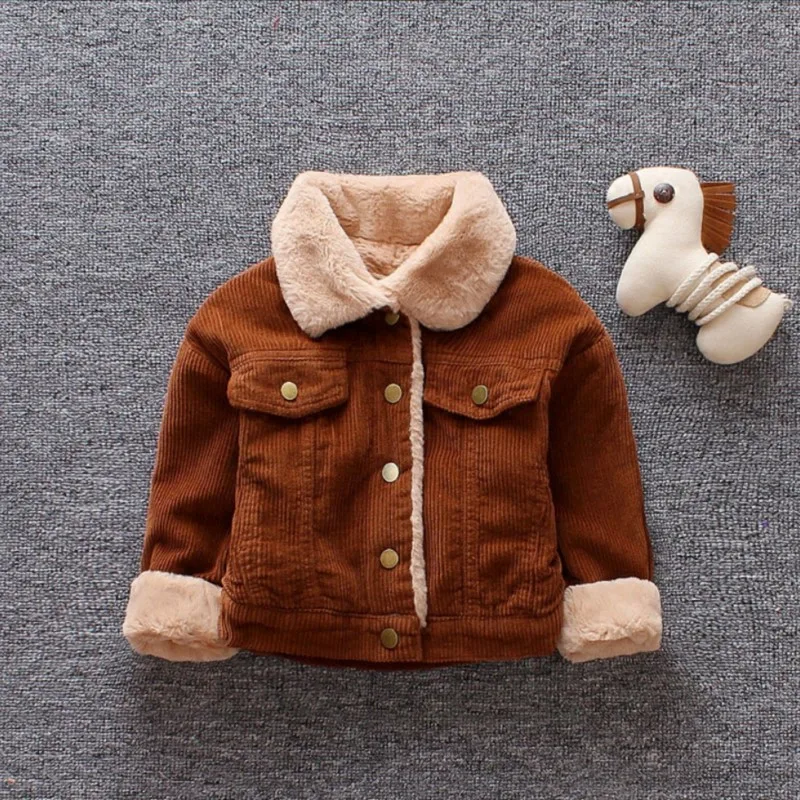 2019 Autumn Winter Toddler Boy Jacket Kids Thickening Fleece Corduroy Outerwear Boys Kids Coat Baby Toddler Coat Clothes 