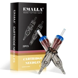 20PCS EMALLA Gray Tattoo Cartridge Needle 5/7/9/11/14RS Permanent Eyebrow Lip Makeup Cartridge Needles for Tattoo Machine Pen