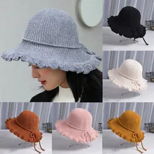 Модная женская однотонная теплая шерстяная шапка трикотажная шапка Рыбацкая шляпа козырек шляпа ретро шляпа осенняя и зимняя шапка A1