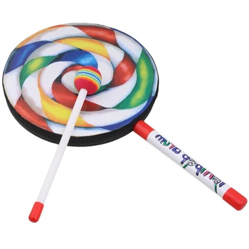 

7.9 inch Lollipop Shape Drum With Rainbow Color Mallet Music Rhythm Instruments Kids Baby Children Playing Toy Pack Of 10