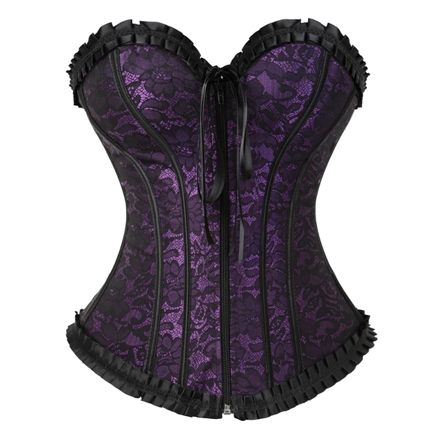 Women's renaissance corsets with zipper front sexy lingerie top burlesque  plus size bustier top vintage korsett red purple 6XL - AliExpress