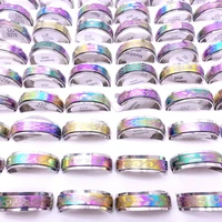 Wholesale 50pcs/Lot Mens Womens Multicolor Stainless Steel Spinner Rings Fashion Jewelry Variety of Patterns Size 17-21mm 1