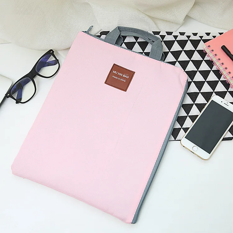 Мужской портфель, холщовые с застежкой-молнией, многофункциональная сумка А4 для файлов, Портативная сумка для iPad, сумка для компьютера, мобильный портфель с логотипом jooyoo - Цвет: Розовый
