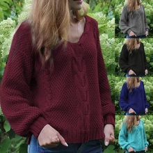 Осень-зима, свободный женский свитер, вязанные топы, Женский пуловер большого размера, повседневный Однотонный женский свитер, топы, пальто