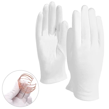

4Pairs White Gloves Inspection Cotton Work Gloves Jewelry Lightweight