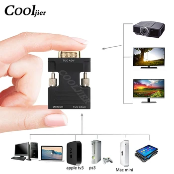 

1080P HDMI to VGA Adapter Female to Male Digital To Analog Audio Video Converter Cable for PC Laptop TV Box Projector