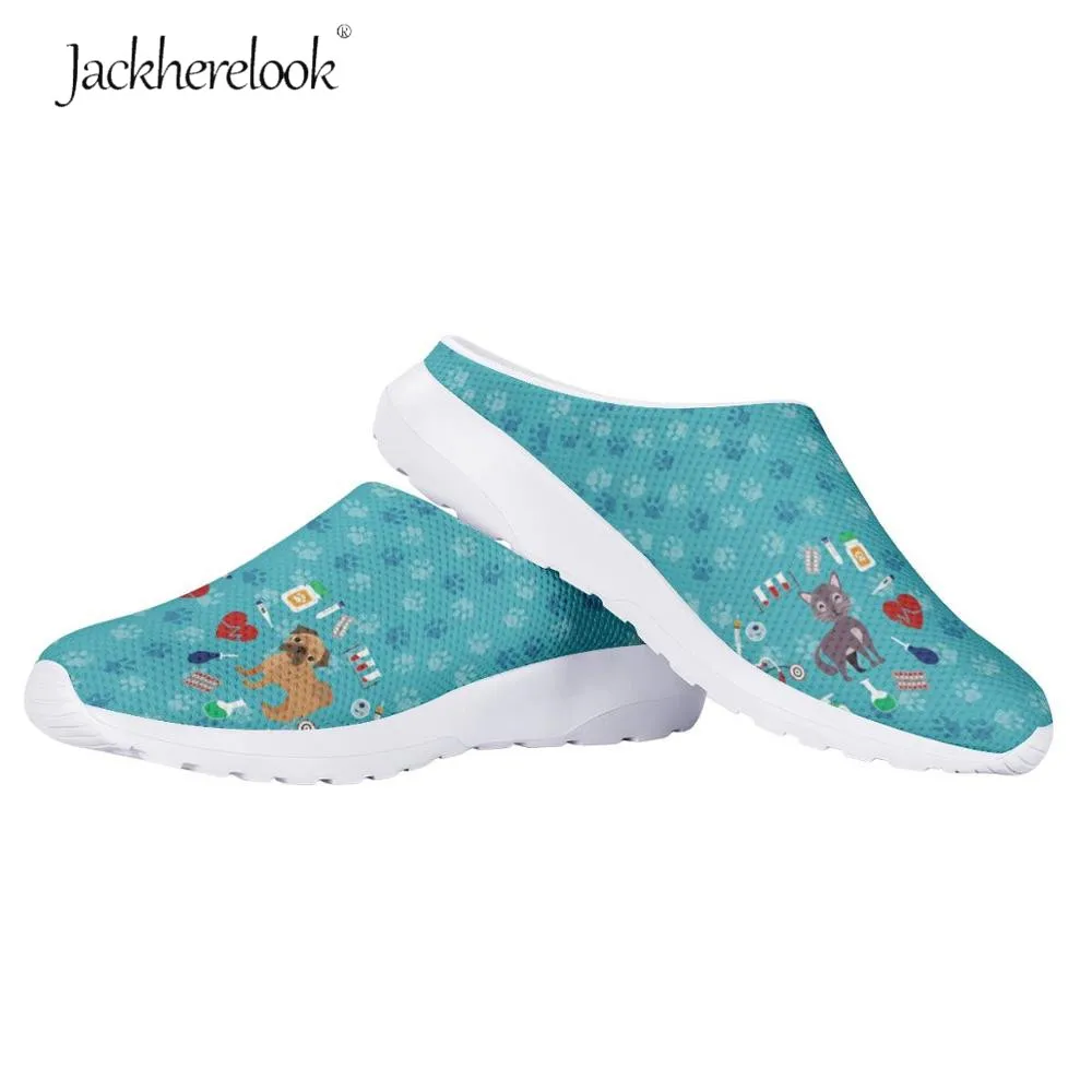 

Jackherelook Cat&Dog Print Women Summer Mesh Shoes Beach Sandals Shoes Veterinary Diagram VET Breathable Shoe Bulldog/Pug Flats