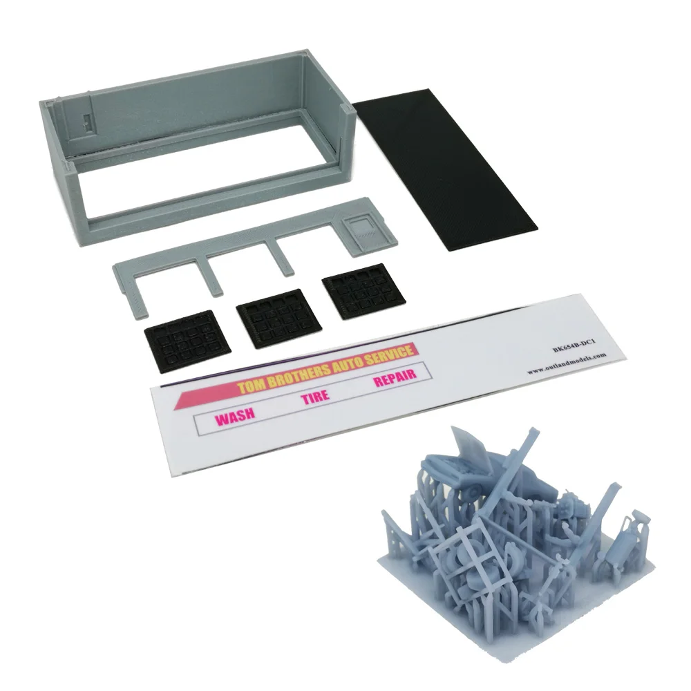 Outland Models Railway Scenery Auto Service Shop & Accessories 1:87 HO Scale - Image 6