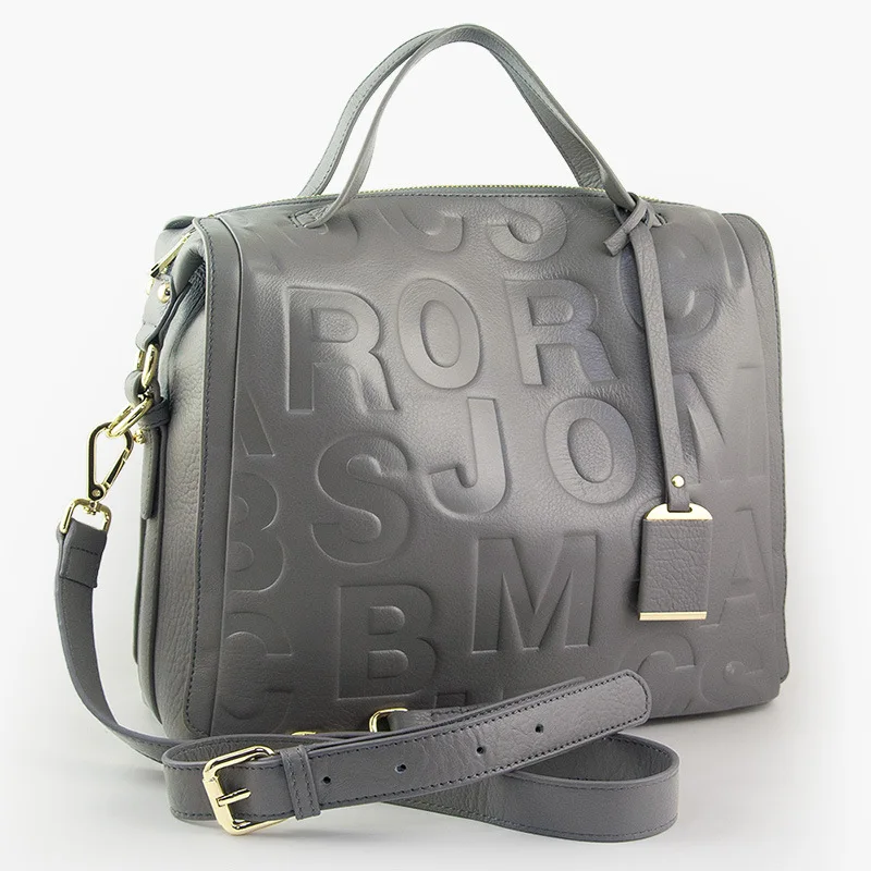 

Full-grain Leather New Style Classic Lettered Embossed Women's Shoulder Leather Handbag