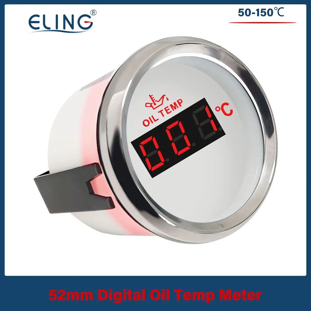 

ELING 52mm Oil Temp Gauge Temperature Meter 50-150℃ 9-32V Red Backlight for Car Boat 12V 24V