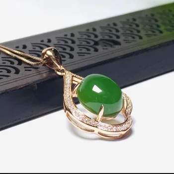 

Silver 925 Jewelry Chain Green Chalcedony Jade Gemstone Pendants Necklaces For Women Female Jewelry Black Friday 2019