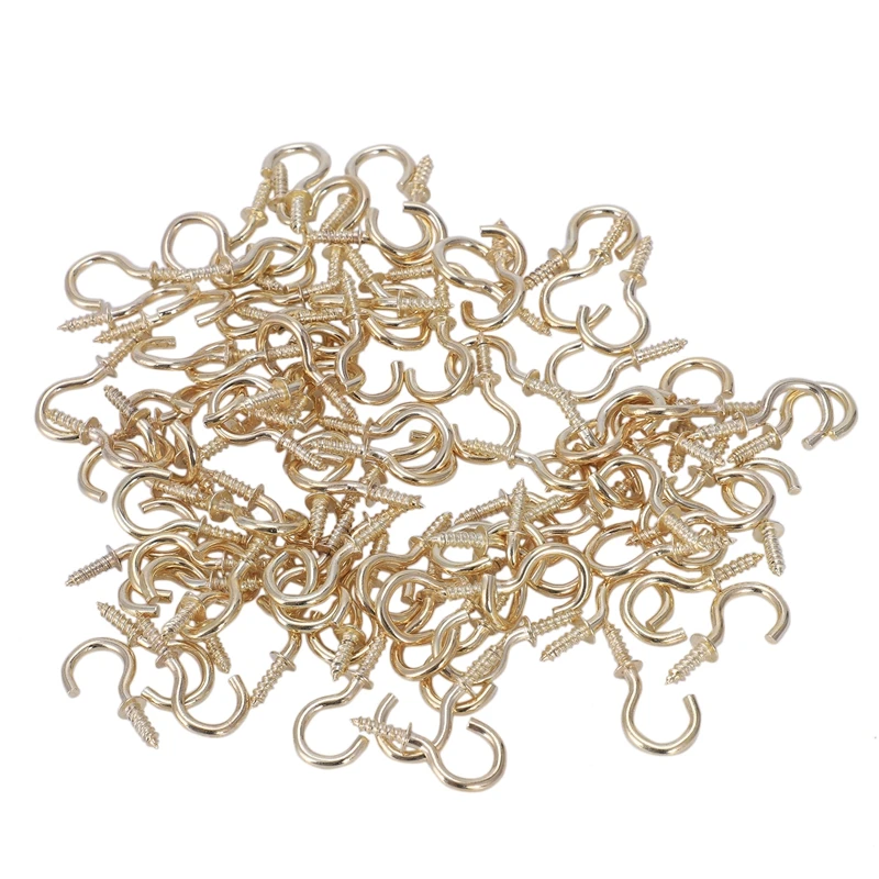 

Bag of 100 pcs Copper plating cup hooks. 25mm (1 inch)