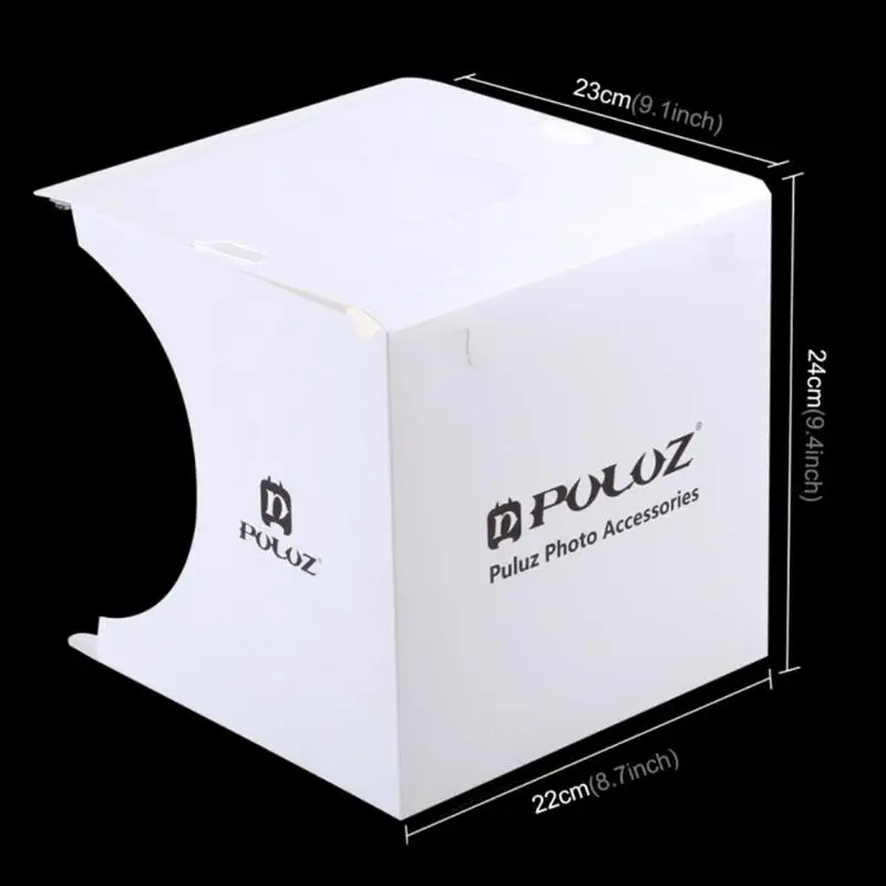 PULUZ Mini Photo Studio 20cm Foldable LED Light Tent White Portable Lighting Studio Shooting Box 6 Colors Backdrops Photo Box
