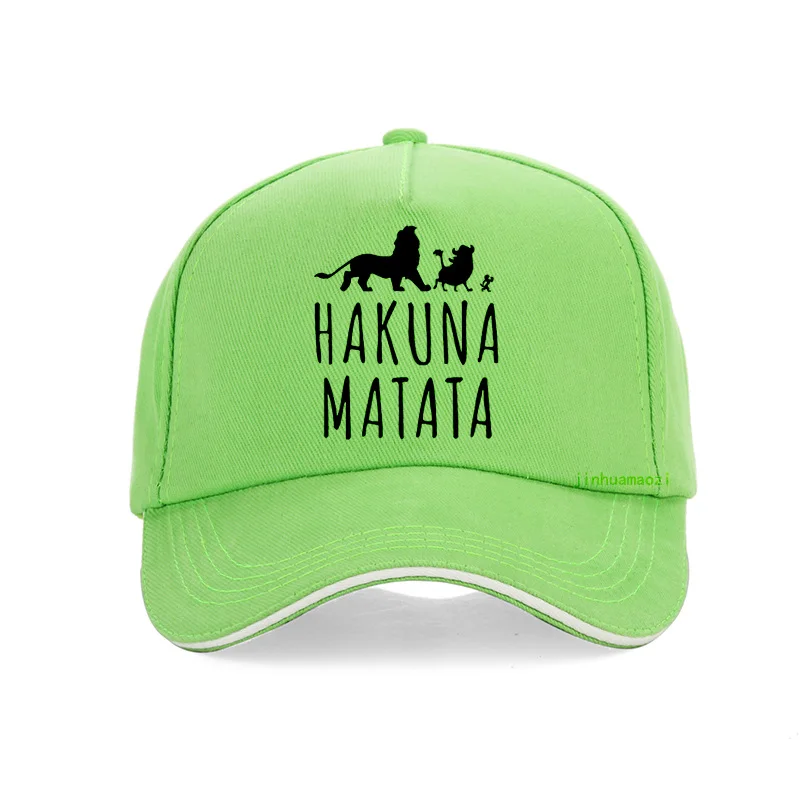 Зеленый Модные бейсболки Hakuna Matata с буквенным принтом, хлопок, шапки Pumba для мужчин и женщин, летняя солнцезащитная Кепка для улицы, унисекс, бейсболка - Цвет: Зеленый