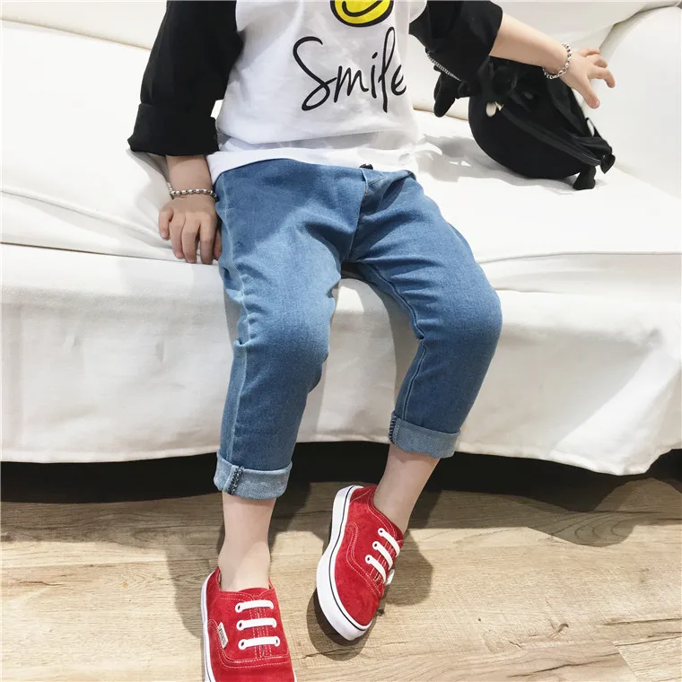 Childrenswear Autumn Crawler Children Cotton Jeans Men And Women Children Three Buckles Korean-style Cowboy Fashion Pants