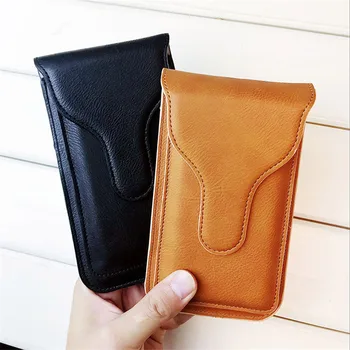 

Double Pocket Phone Storage Bag Outdoor Cover Storage Punch Portable Phone Leather Waist Case Card Cover Bag With Hook