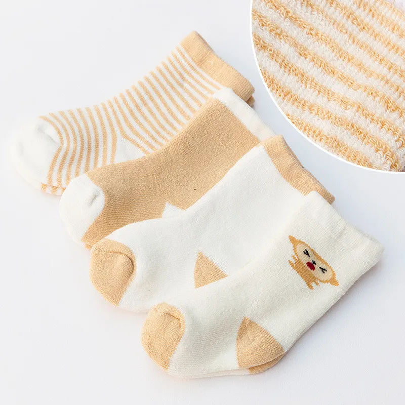 4Pairs/lot Newborn Baby Socks Cartoon Warm Baby Socks for Girls Infant Cotton Baby Boys Socks Spring Autumn Winter