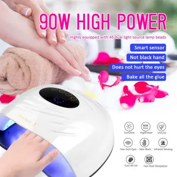 

90W White Nail Light Full Function Upgrade Nail Lamp M3 LED Smart Sensor Nail Polish Dryer Premium 45 Lamp Beads Manicure Lamp