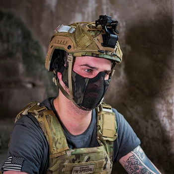 OneTigris Tactical Foldable Half Face Mask Protective Mesh Mask for Airsoft Paintball with Adjustable and Elastic Belt Strap outdoor protective transparent plastic mask with elastic strap