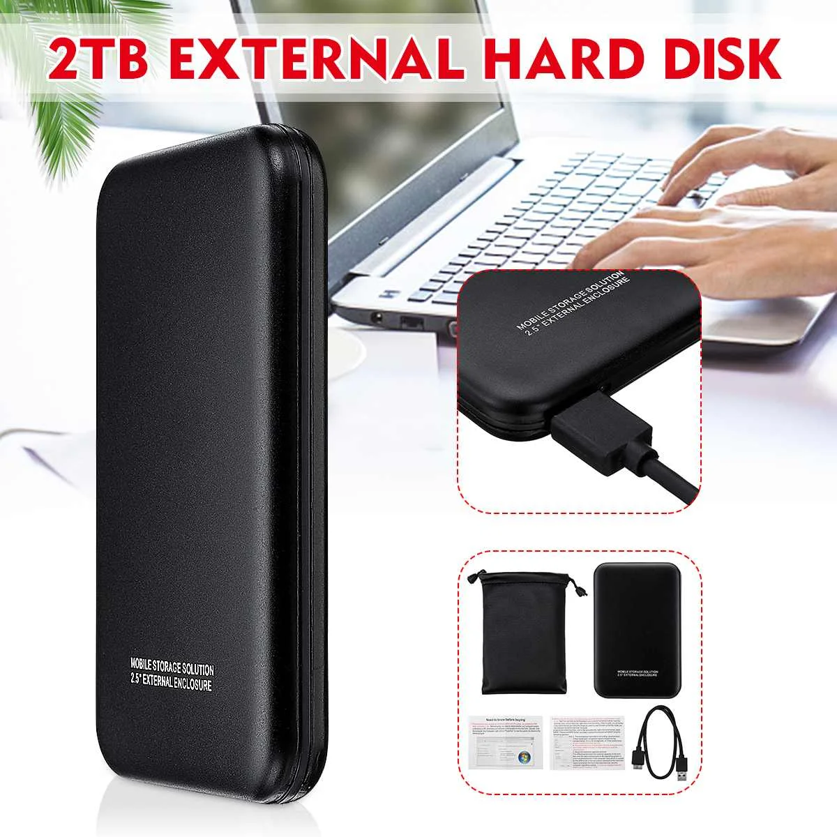 1 ТБ/2 ТБ USB 3,0 жесткий диск с 1 шт. USB кабель Поддержка HDD/SSD до 1 ТГ для обновления систем Windows и XP