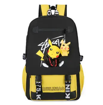 

Anime Cartoon Pikachu Backpack Teenager Girls Boys Mochila Feminina bag Pokemon Cosplay Printing USB Backpacks School Bags