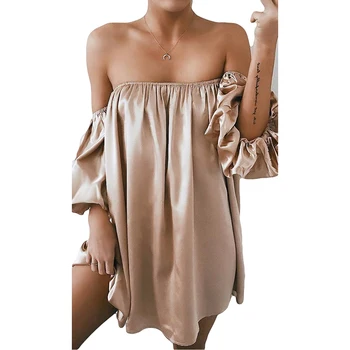 

Fashion Tube Top Dresses Women Summer Sexy Off Shoulder Slash Neck Dress Casual Loose Beach Dress Tube Party Vestidos