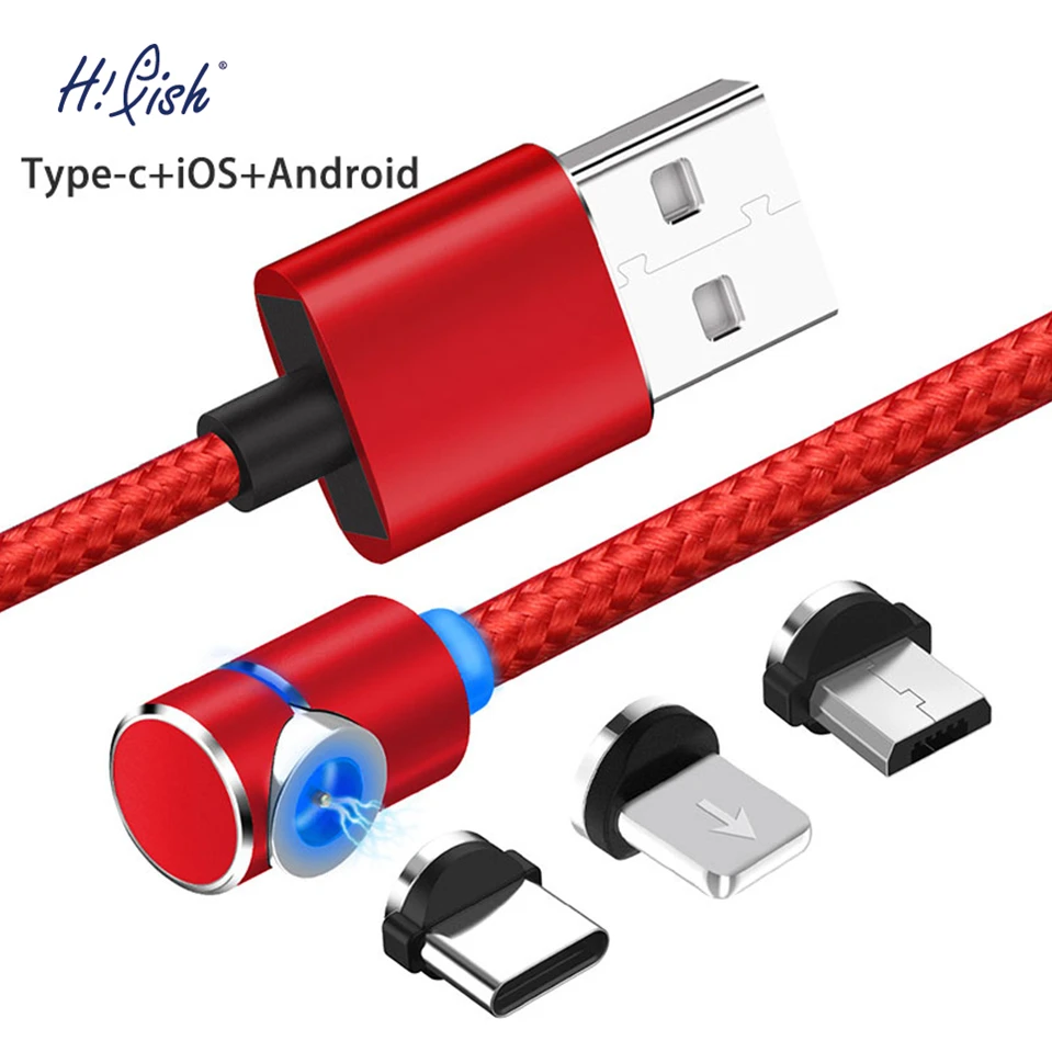 Магнитный кабель hifish 3A Micro Usb type C для быстрой зарядки телефона Usb C светодиодный светильник для XSMAX Android Phone 1M 2M