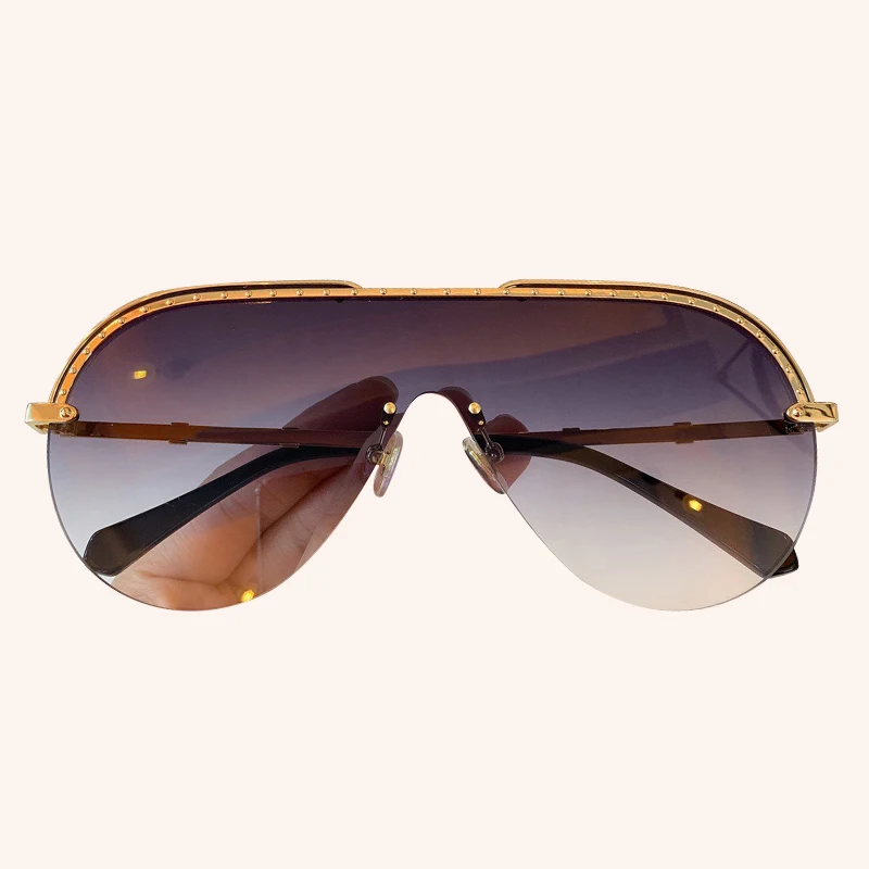 No.2 sunglasses Ботфорты с плоскими стеклами и половинной рамкой градиентными линзами без оправы Для женщин крышка Одна деталь очки оттенки женский - Цвет линз: No.2 sunglasses