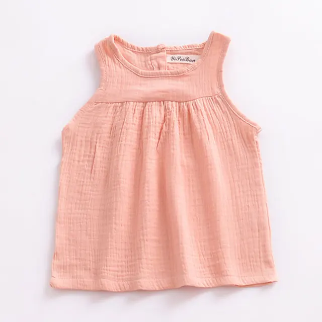 Linen 2021 Cotton Baby Boy Girl Summer T Shirts New Toddler Comfortable Tops Tee Children Clothing Kids Button 80-130CM Height H869-pink