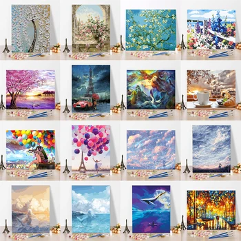 

Imagine Scenery Paint By Numbers Hand Painted Home Decor Kits Drawing Canvas DIY Oil Coloring Painting Pictures By Numbers