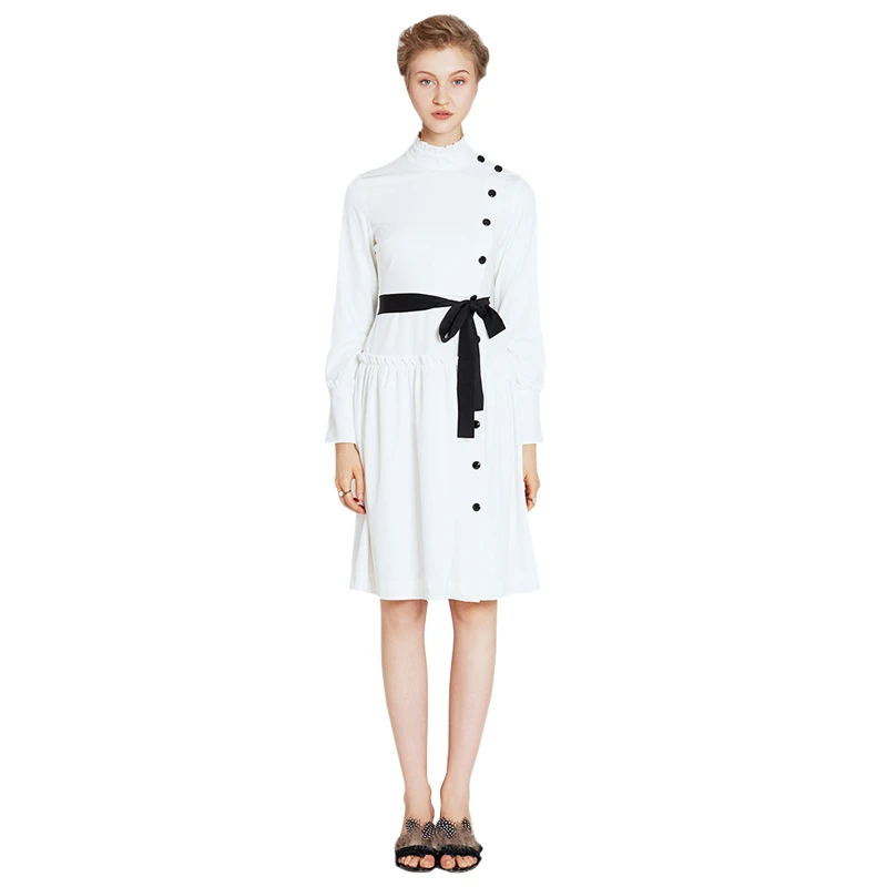 white dress black buttons