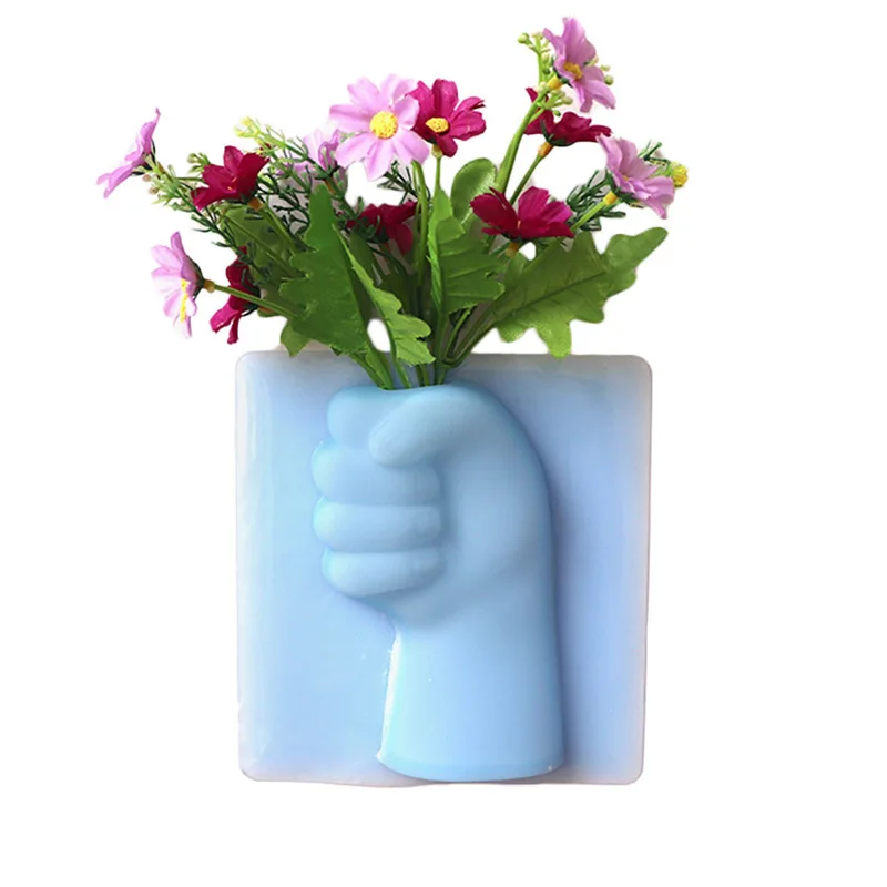 Силиконовый липкий цветок ваза палка на стене цветок для ванной завод контейнерный горшок дома стены двери зеркало украшения поставки - Цвет: Blue 1