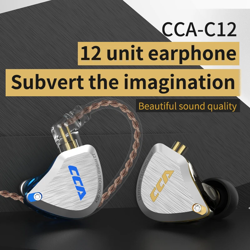 CCA C12 Metal Headset 5BA+1DD Hybrid 12Units HIFI Bass Earbuds Noise Cancelling Earphones In Ear Monitor Earphones  KZ ZSX ZAX 4