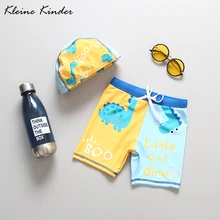 Пляжные шорты для мальчиков с шапочкой, купальный костюм с динозавром из мультфильма Трусики для плавания детские плавки детская одежда для купания для маленьких мальчиков
