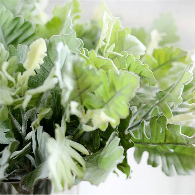 1PC Artificial Acorn Leaf Green Plant Dusty Miller Leaf Fake Flower Home Wedding Decoration Festive Party Supplies Simulation