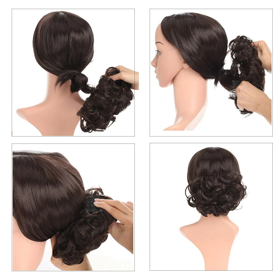 S Noilite 16colors Short Synthetic Hair Big Bun Chignon Two