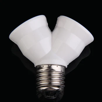 

1Pcs White Color Fireproof Material Base Light Lamp Bulb Socket E27 To 2 E27 Splitter Adapter Converter Socket