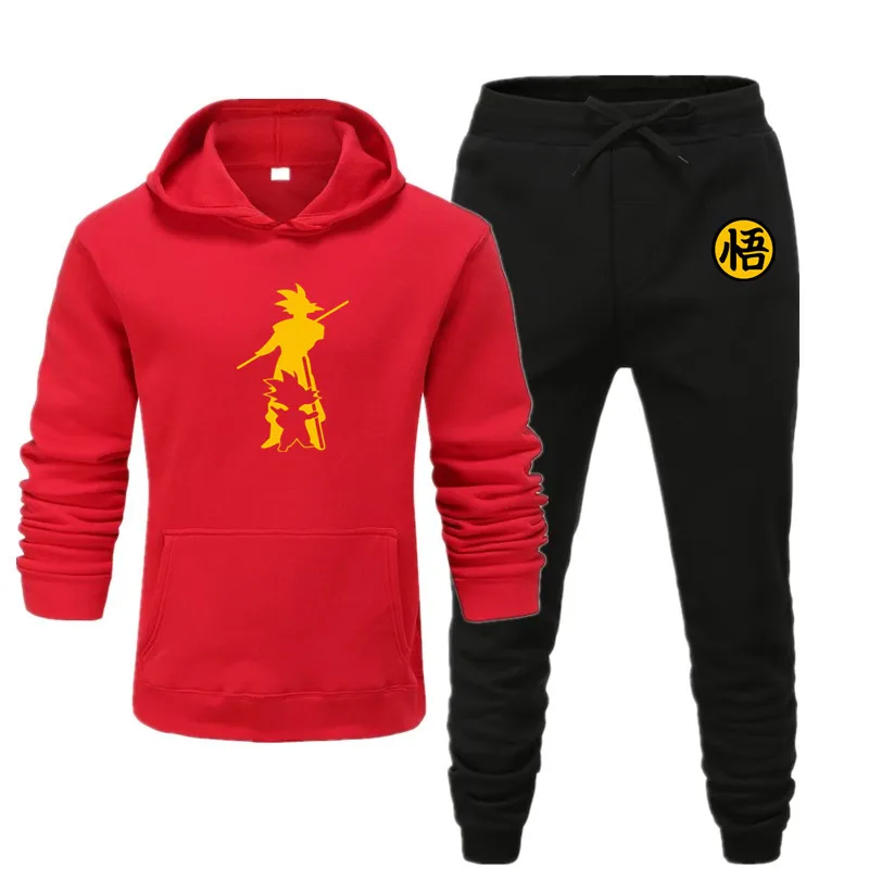 new men's hoodie suit autumn and winter warm clothing fashion printing street hoodie suit running jogging sports suit