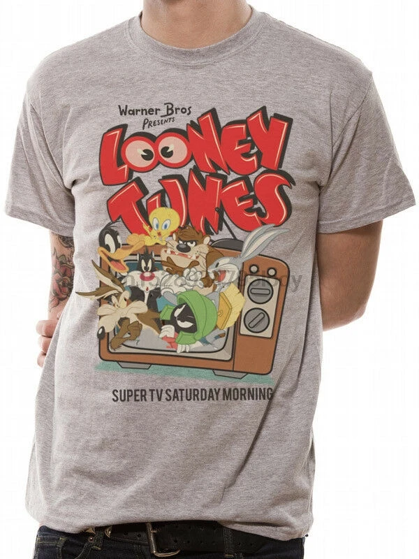3044 Ретро ТВ футболка Looney ttes Wile E Coyote Road Runner Taz Daffy Duck Twee |