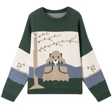 Koala Pattern Sweater Women's Autumn/winter Loose Round Neck Jacquard Pullover Woman Sweater Knitwear Leisure Casual O-Neck Tops Koala Pattern Sweater Women's Autumn/winter Loose Round Neck Jacquard Pullover Woman Sweater Knitwear Leisure Casual O-Neck Tops
