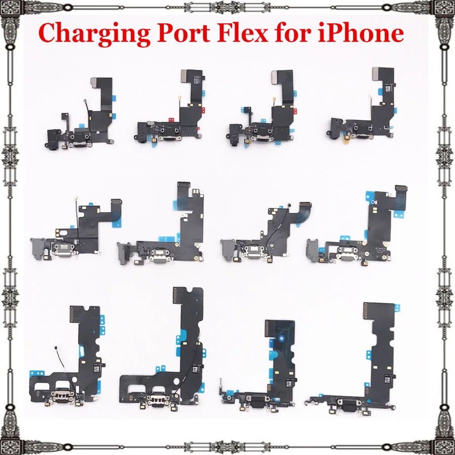 

1 Piece USB Charging Dock Flex Cable For iPhone 5 5S 6 6S 6p 7 7Plus Headphone Jack Audio Charger Port Connector Replacement