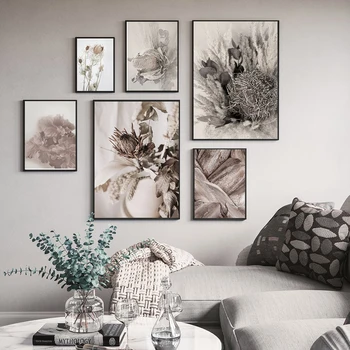 

Dry Flower Protea Nature Landscape Wall Pictures Scandinavian Poster Nordic Style Canvas Prints Painting Home Room Decoration
